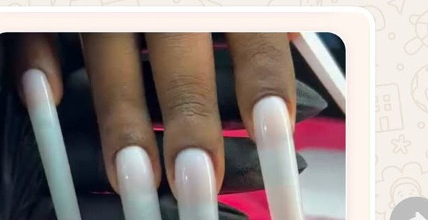 Stick-on press-on nails — long milky white press-on nail set