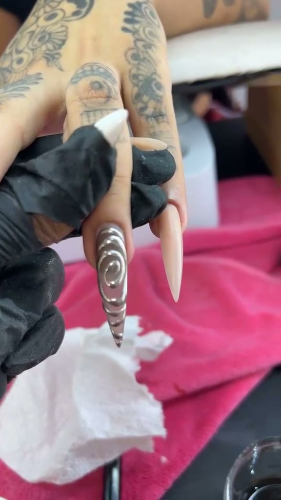 Custom nail art design close up